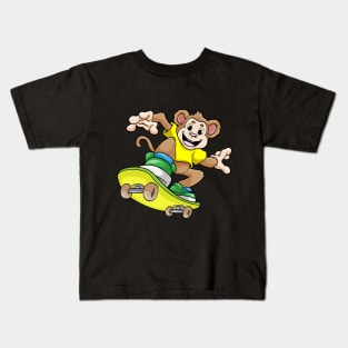 Monkey as Skateboarder with Skateboard Kids T-Shirt